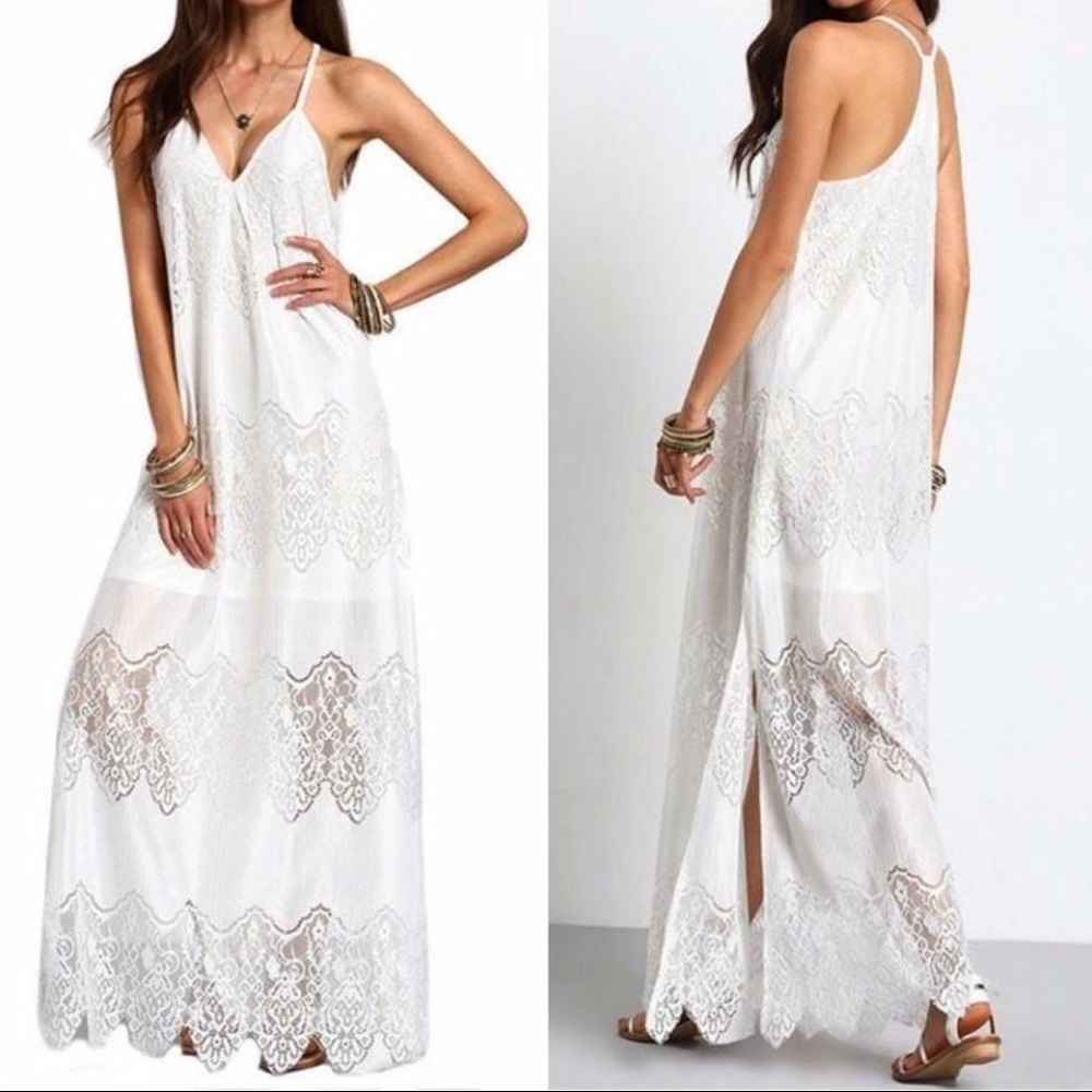 DEAL 🚨 ♡ Sexy Long White Lace Maxi Dress